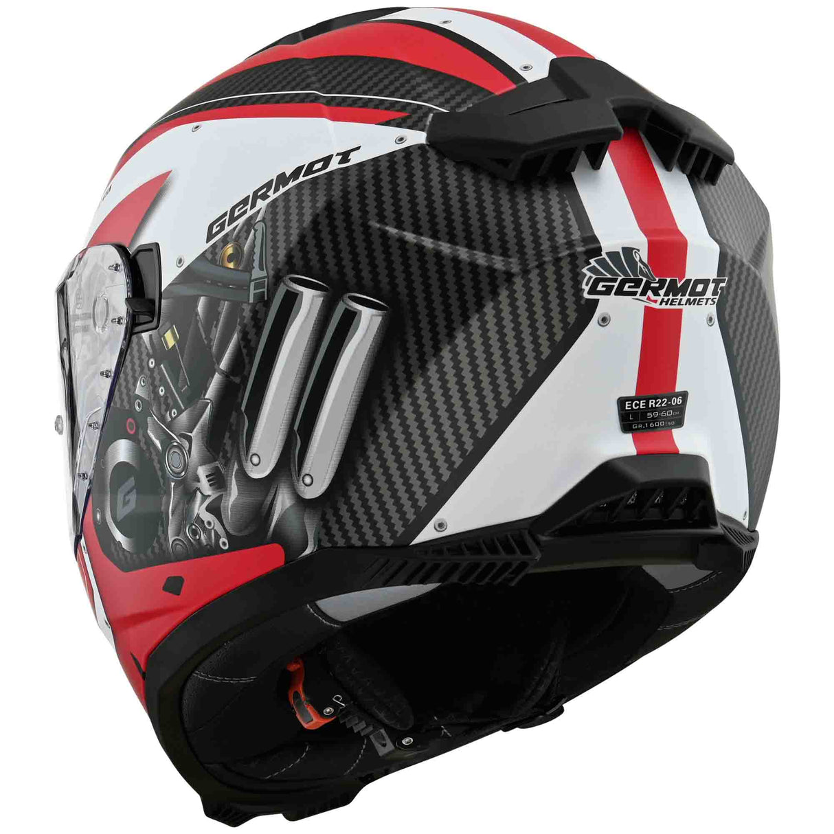 Germot Helm GM 811 matt-schwarz/rot-weiß