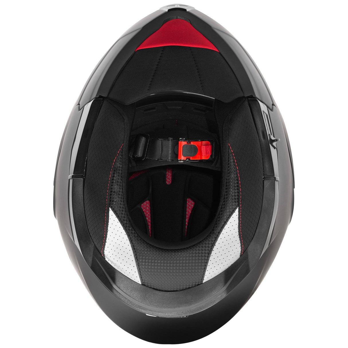 Matt-schwarzer Germot GM 970 Klapphelm, vollständig geöffnet, mit Belüftungsöffnungen und schnittigem Design sichtbar.
