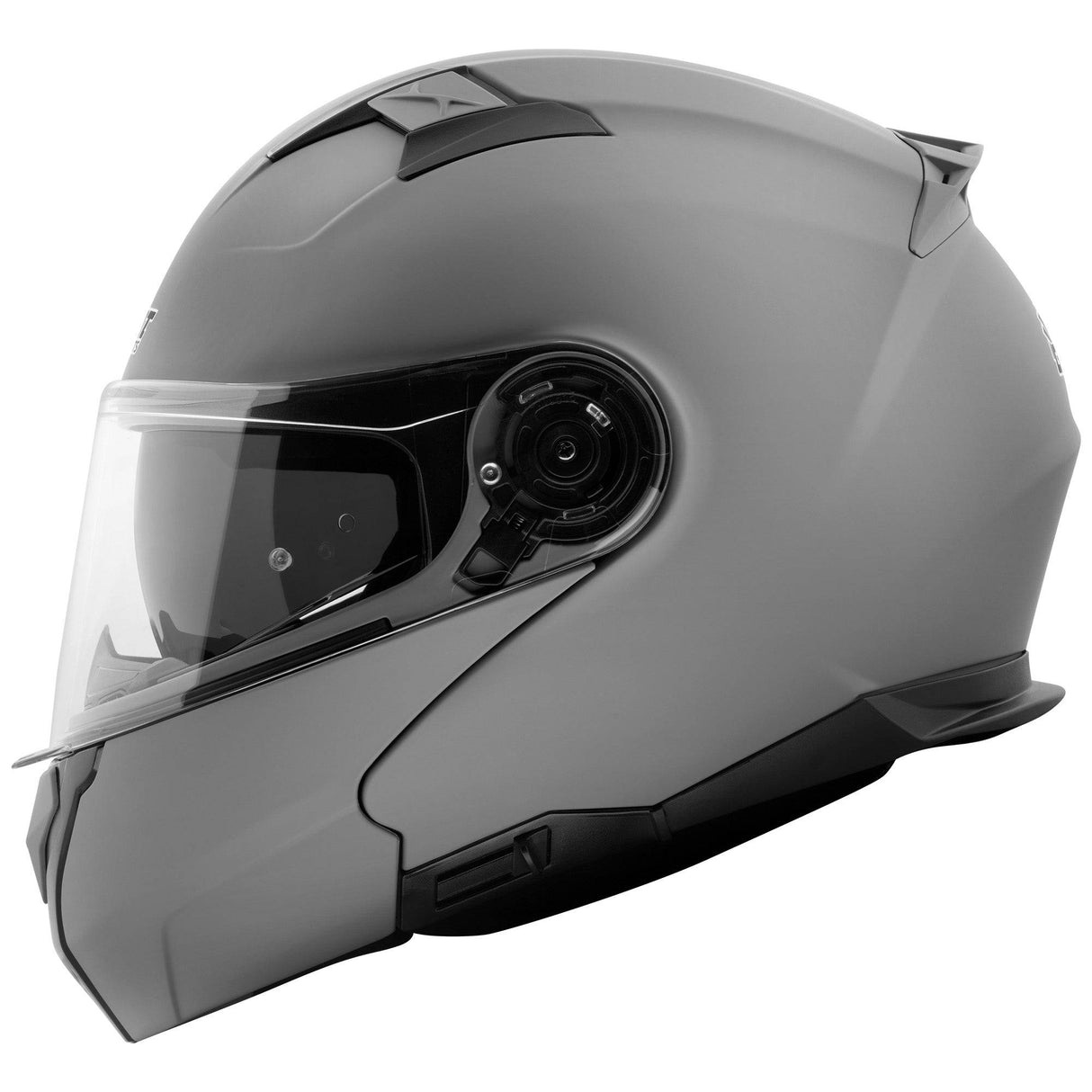 Germot Helm GM 970 Klapphelm in mattem Grau, glänzendes Design, sichtbare Belüftungsöffnungen, strapazierfähiges Material