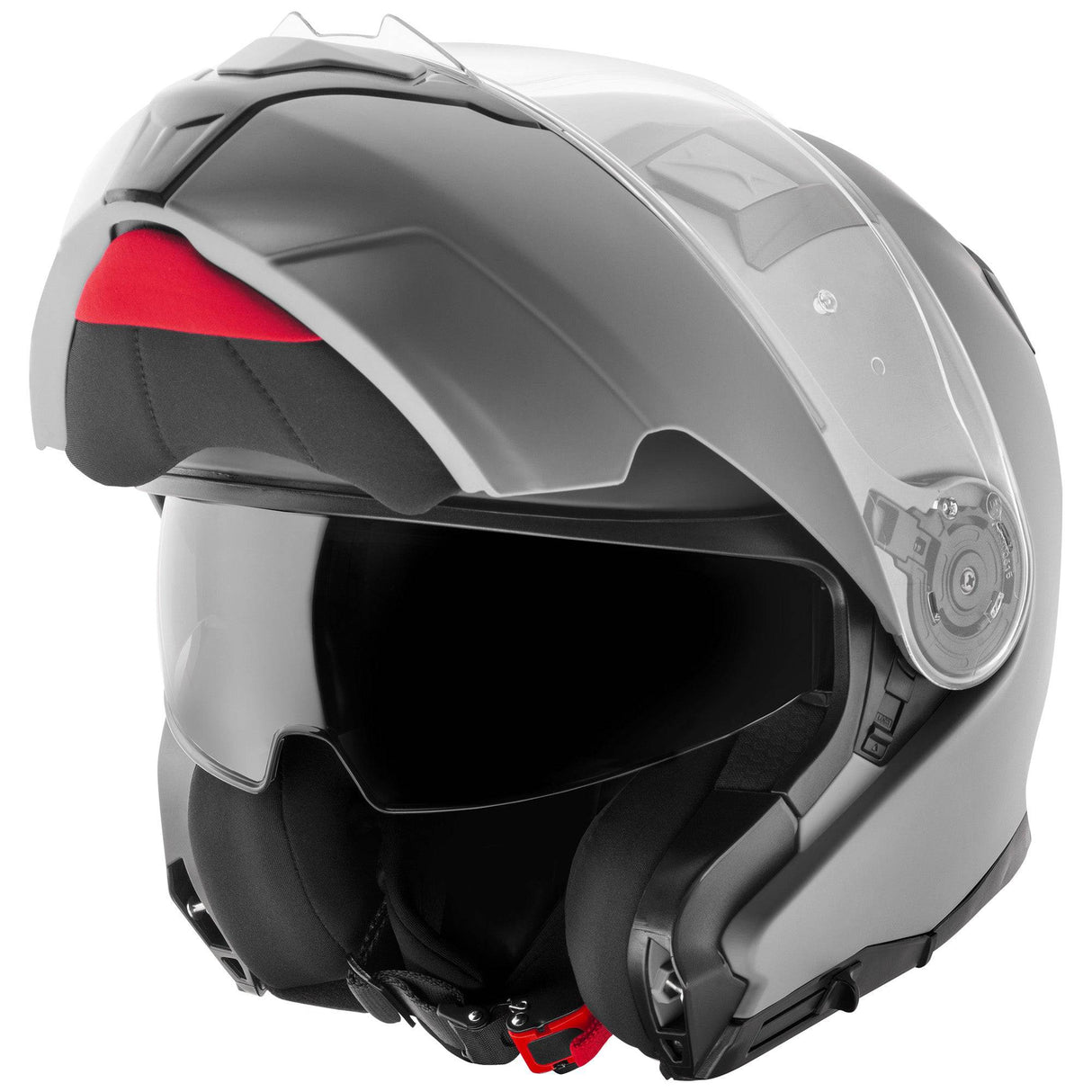 Germot Helm GM 970 Klapphelm in mattem Grau, stabile Außenschale, bequeme Polsterung, für sicheren Schutz beim Motorradfahren