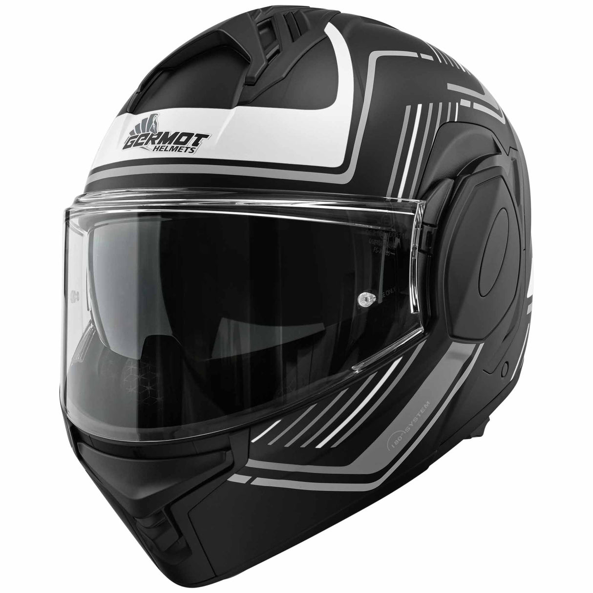 Germot Helm GM 1000 matt-schwarz/grau-weiß