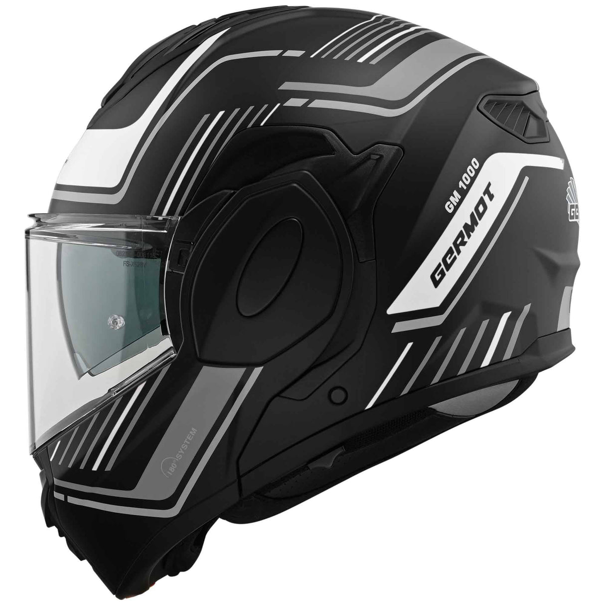 Germot Helm GM 1000 matt-schwarz/grau-weiß