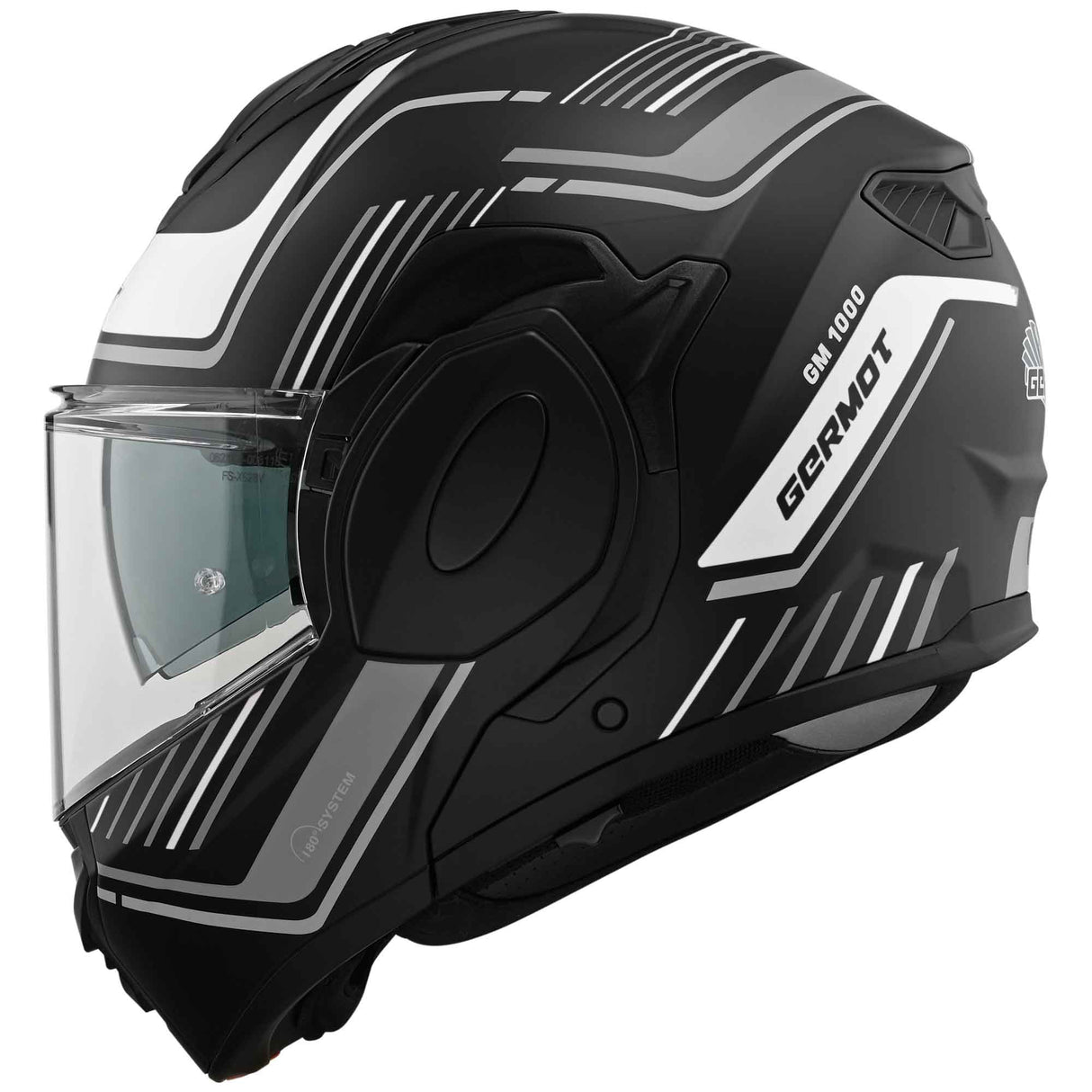 Germot Helm GM 1000 matt-schwarz/grau-weiß