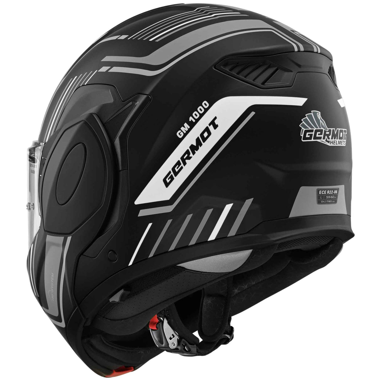 Germot Helm GM 1000 matt-schwarz/grau-weiß