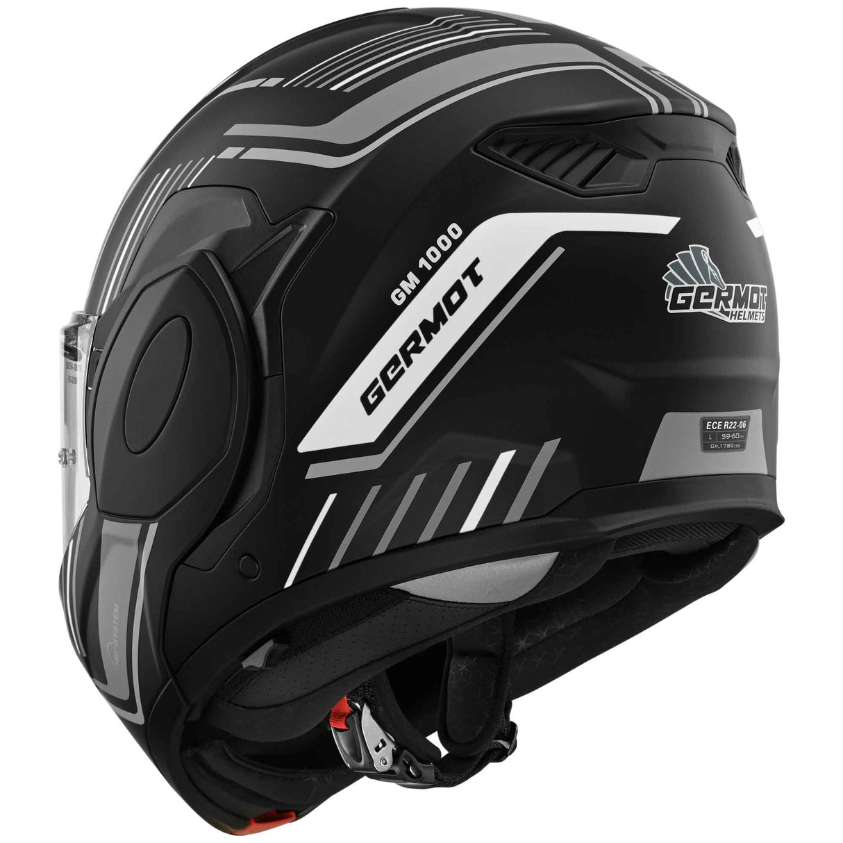 Germot Helm GM 1000 matt-schwarz/grau-weiß