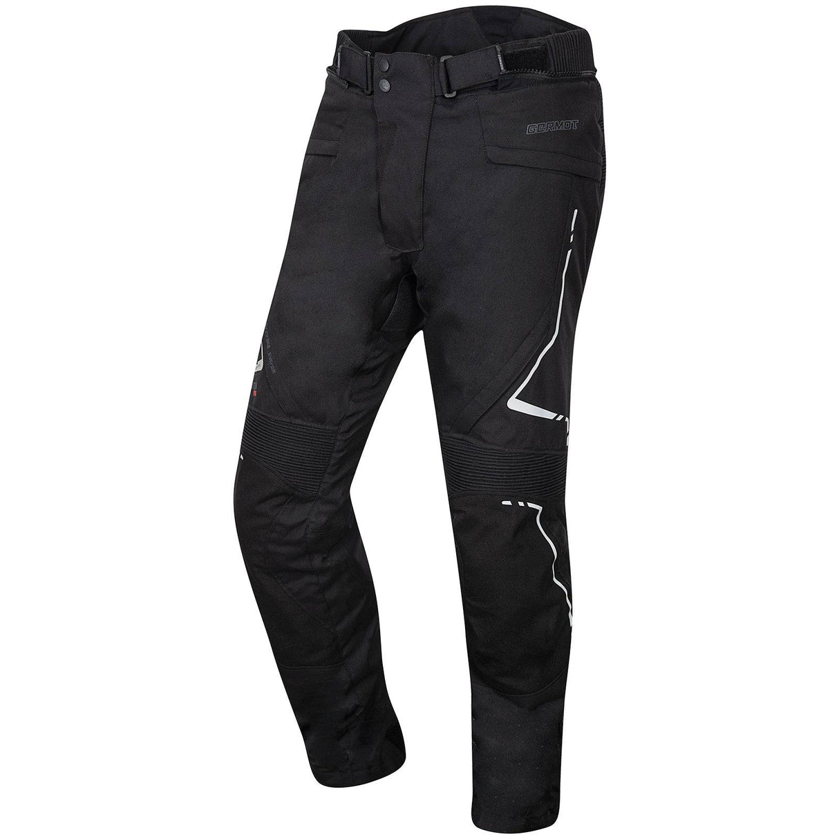 Schwarze Germot Textilhose Evolution Pro lang Herren, Hosen-Touring, strapazierfähiges Außenmaterial, bequemer Sitz, Tourenbekleidung