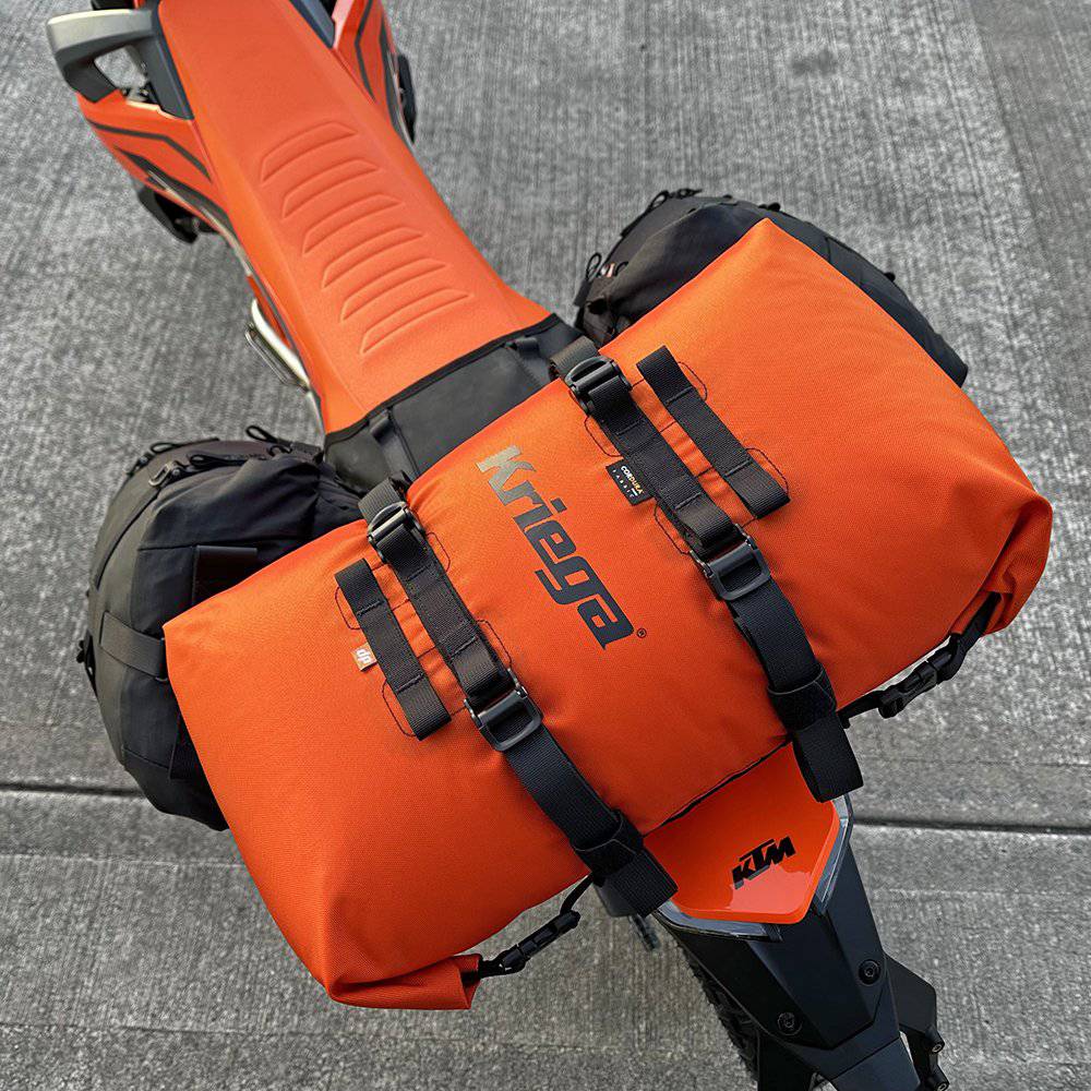 Orange Kriega Rollpack-20, robust wasserfester Rucksack mit Rollverschluss, ideal für Outdoor- und Motorradfahrten