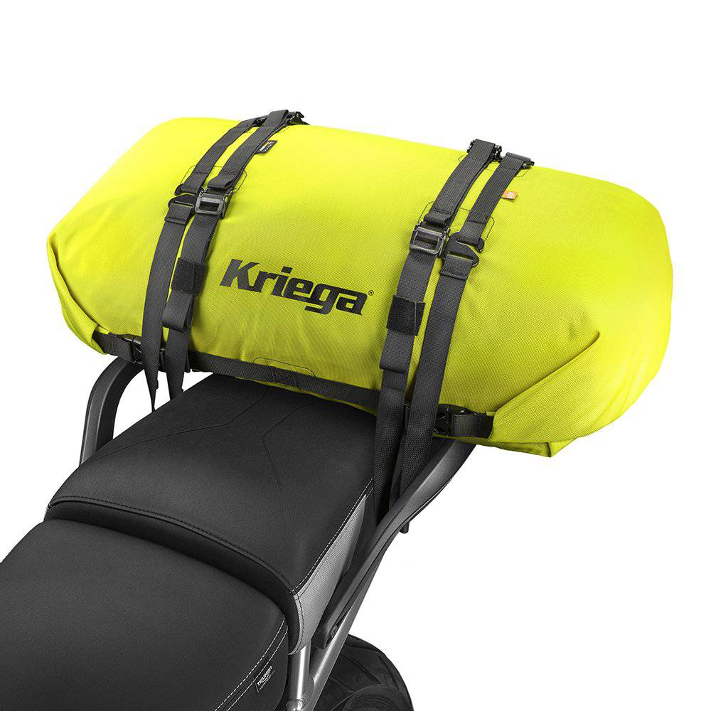 Lime-grüner Kriega Rollpack-40, wasserdichter Motorrad-Rucksack mit verstellbaren Gurten und reflektierenden Elementen