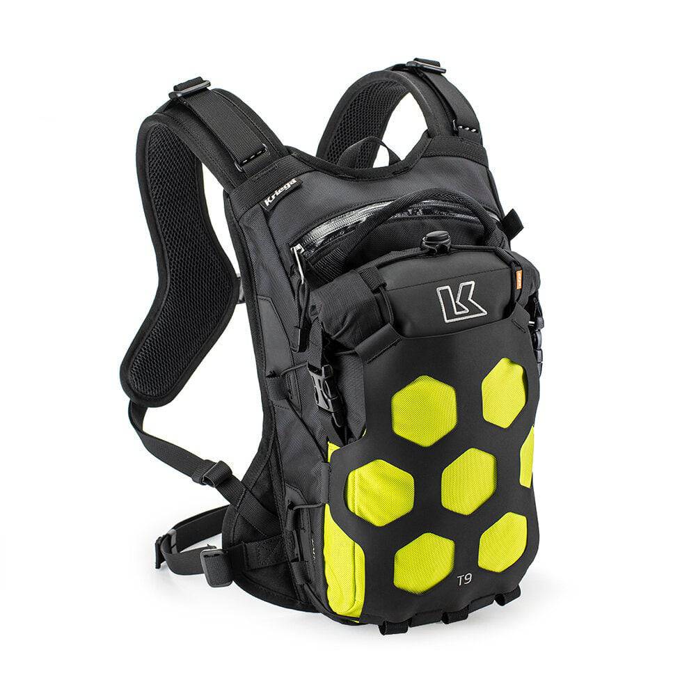 Limefarbener Kriega Trail 9 Rucksack mit mehreren Fächern und verstellbaren Schultergurten, ideal für Outdoor-Aktivitäten.