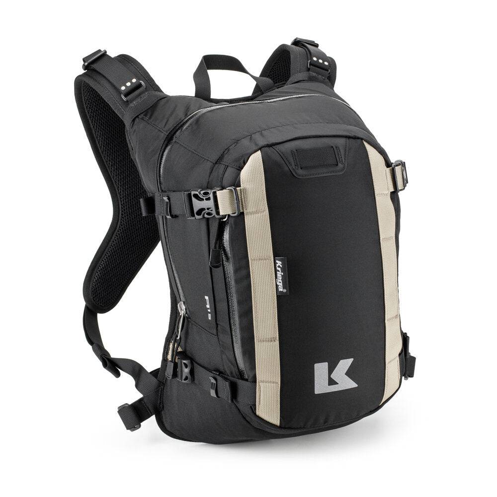 Schwarzer Kriega R15 Rucksack mit mehreren Fächern und verstellbaren Schultergurten, ideal für unterwegs