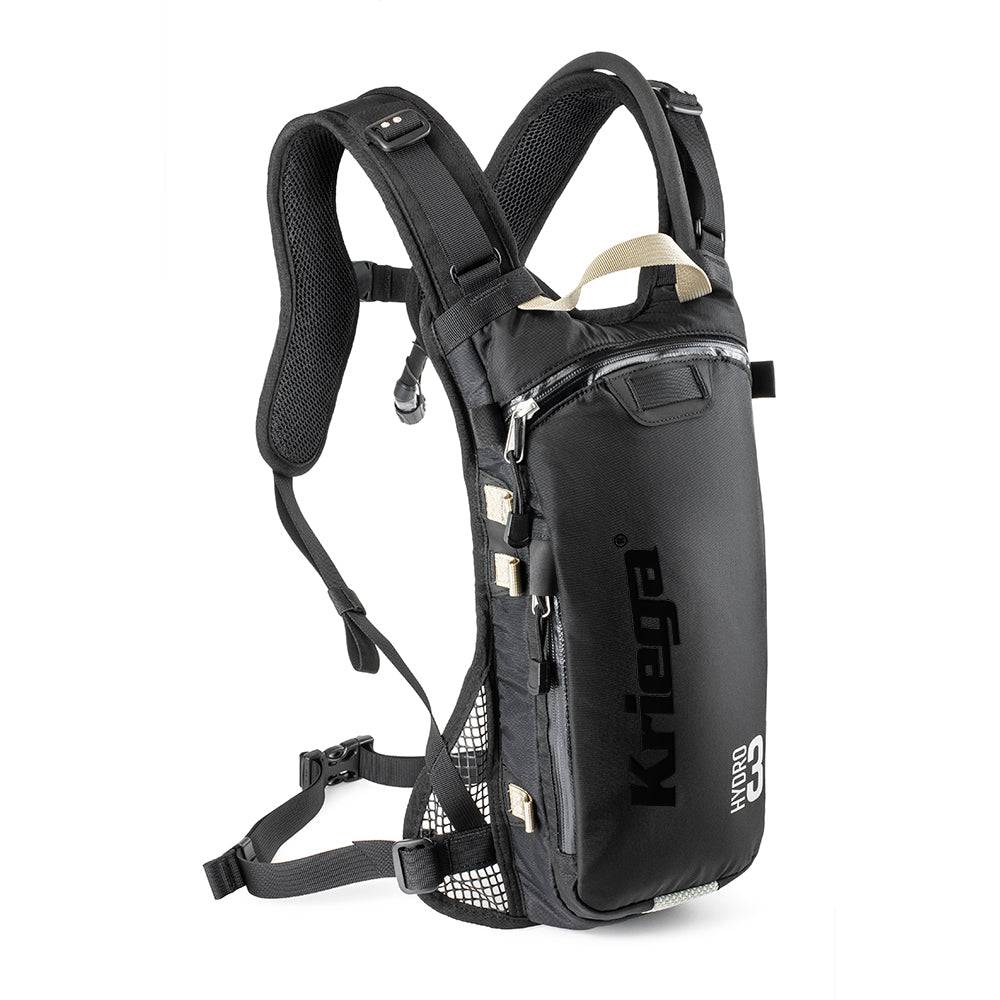 Schwarzer Kriega Hydro-3 Rucksack mit mehreren Fächern und verstellbaren Schultergurten, ideal für Outdoor-Aktivitäten.