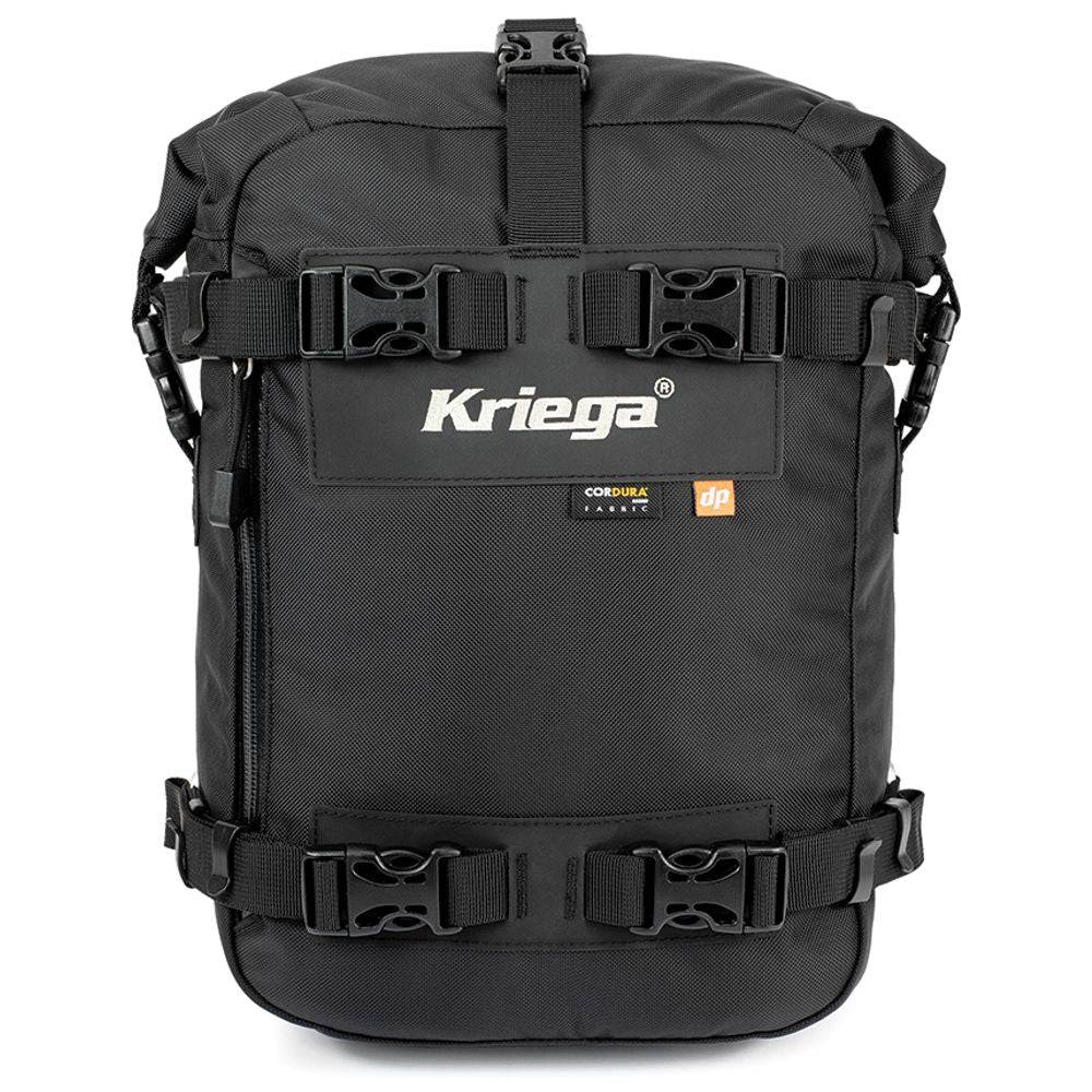 Kriega US-10 Drypack Taschen in Schwarz mit wasserdichtem Material und Rollverschluss für Motorrad und Outdoor-Abenteuer