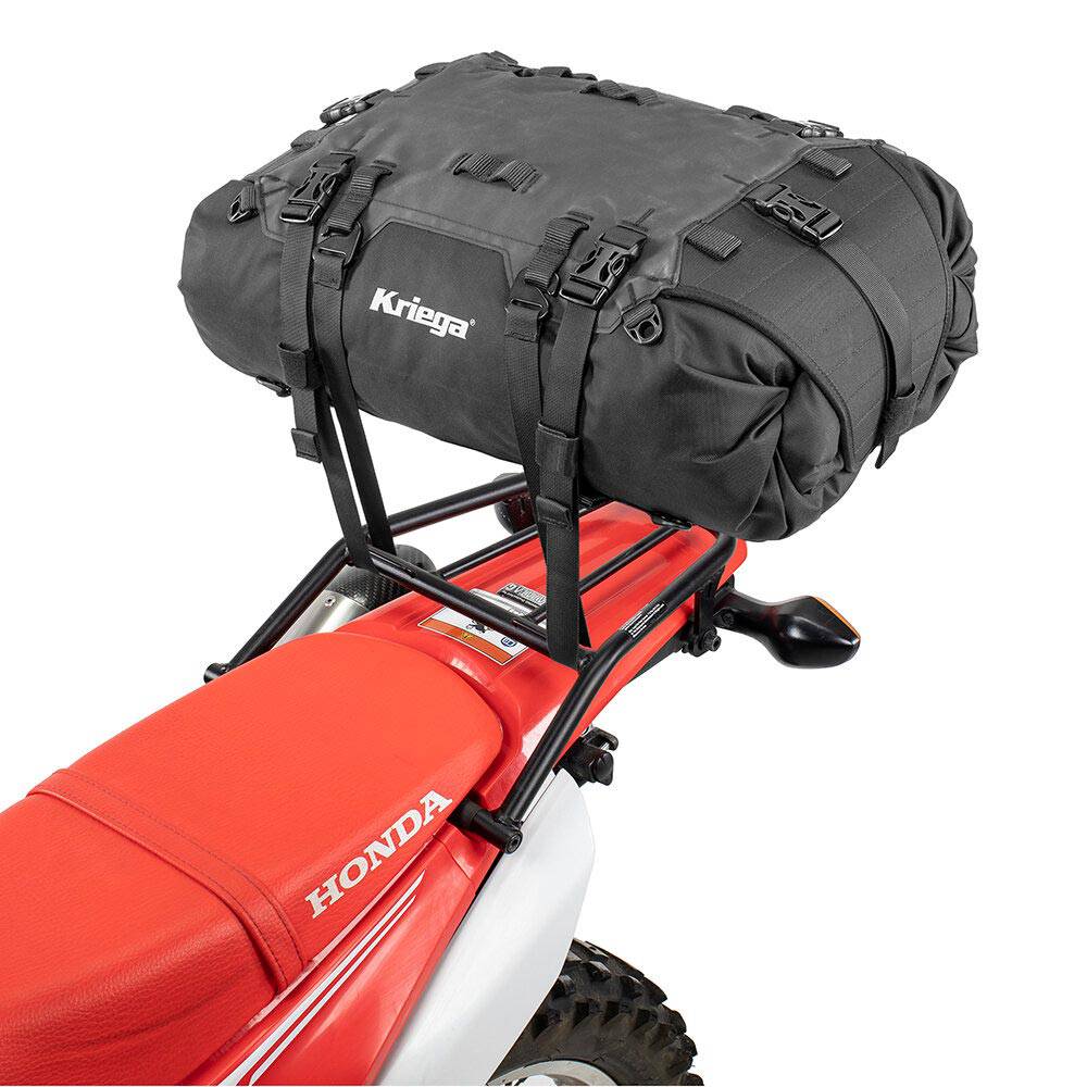 Robuste Kriega US-40 Drypack Tasche aus wasserfestem Material, ideal für Outdoor- und Motorradabenteuer.