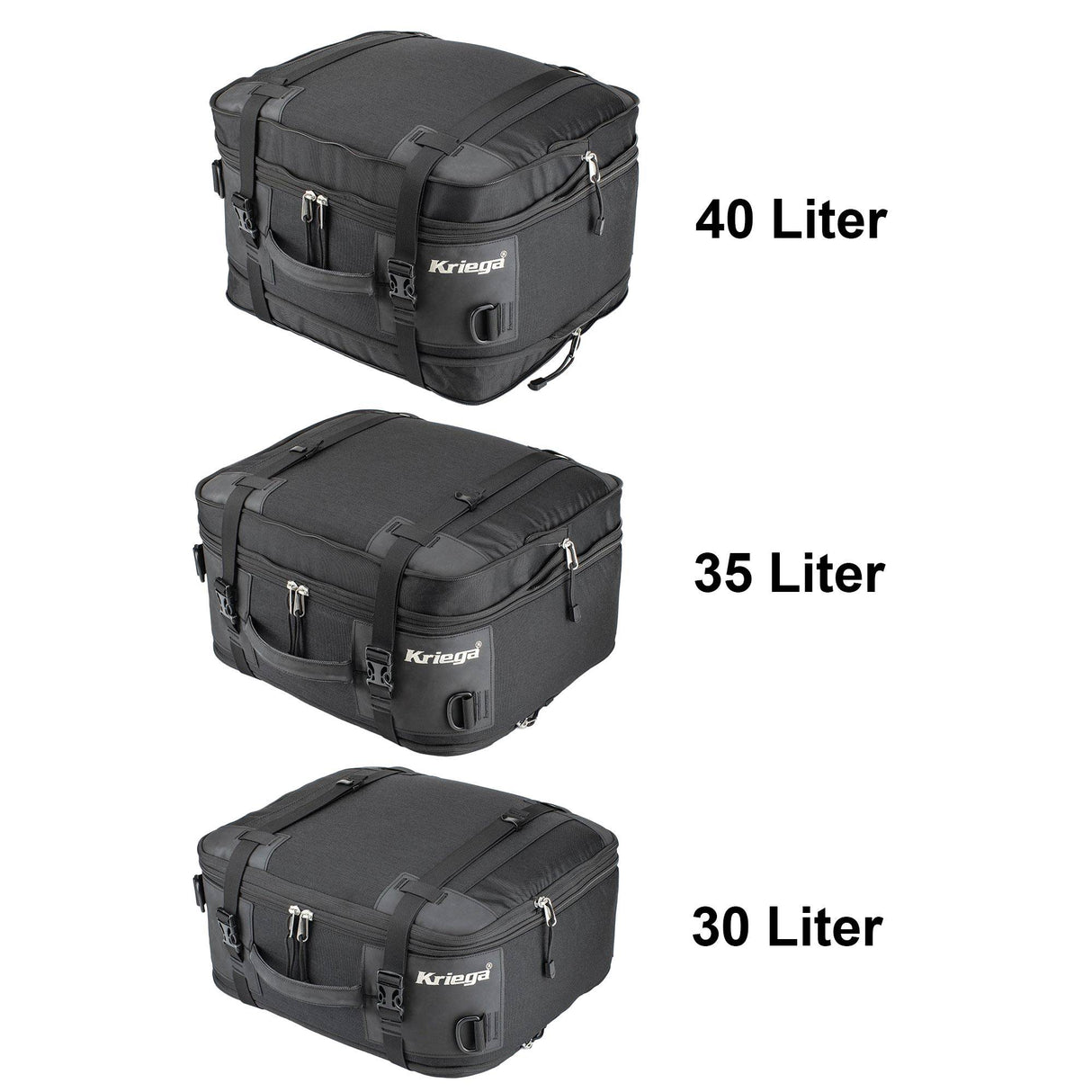 Kriega KS-40 Reisetasche für Motorrad, robuste Aluminiumkoffer, schwarze Tasche mit Tragegriffen und Befestigungssystem