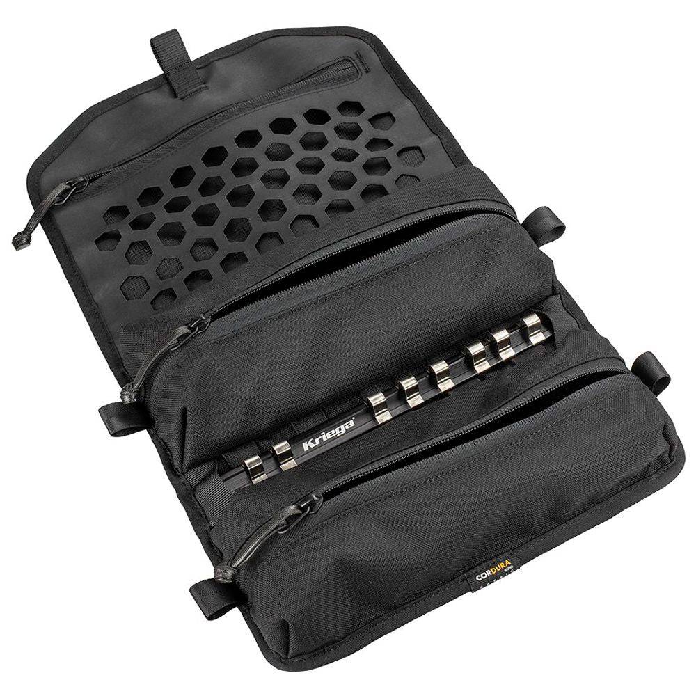 Schwarze Kriega OS-Tool Roll Werkzeugtasche ohne Inhalt, robuste Aufbewahrung für Werkzeuge, kompakte Werkzeugrolle