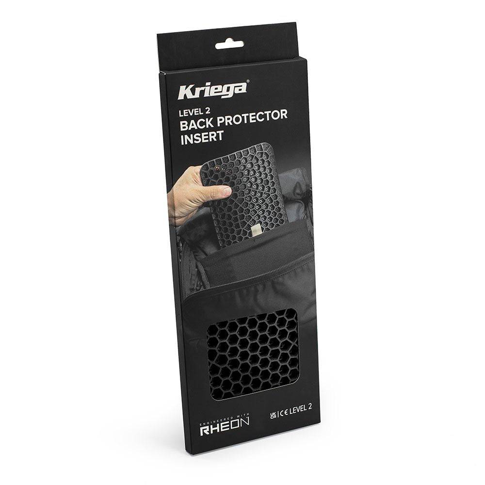 Kriega Rückenprotektor aus robustem Material, zeigt Schutzpolster und verstellbare Gurte für sicheren Sitz.
