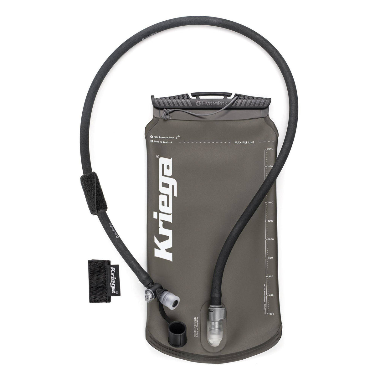 Kriega Hydrapak Reservoir Elite HD 2 Liter Trinksystem für Rucksack, flexible Trinkblase mit Schlauch und Verschluss.