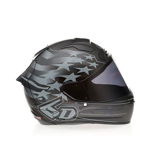Schwarzer 6D ATS-1R Super Patriot Integralhelm mit schwarzen Design und FIM-Zertifizierung, stabile und sichere Motorradhelm-Optik