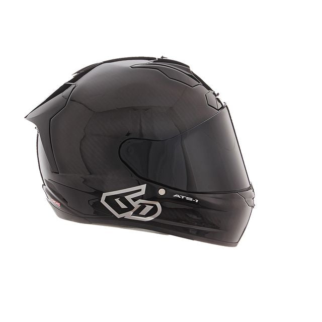 Schwarzer 6D ATS-1R Integralhelm mit glänzender Oberfläche, FIM-zertifiziert, für sicheren Motorradschutz.