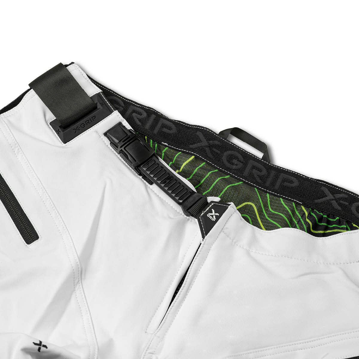 X-GRIP Motocross Hose Tungsten mit Taschen Weiß/Acid-Gelb