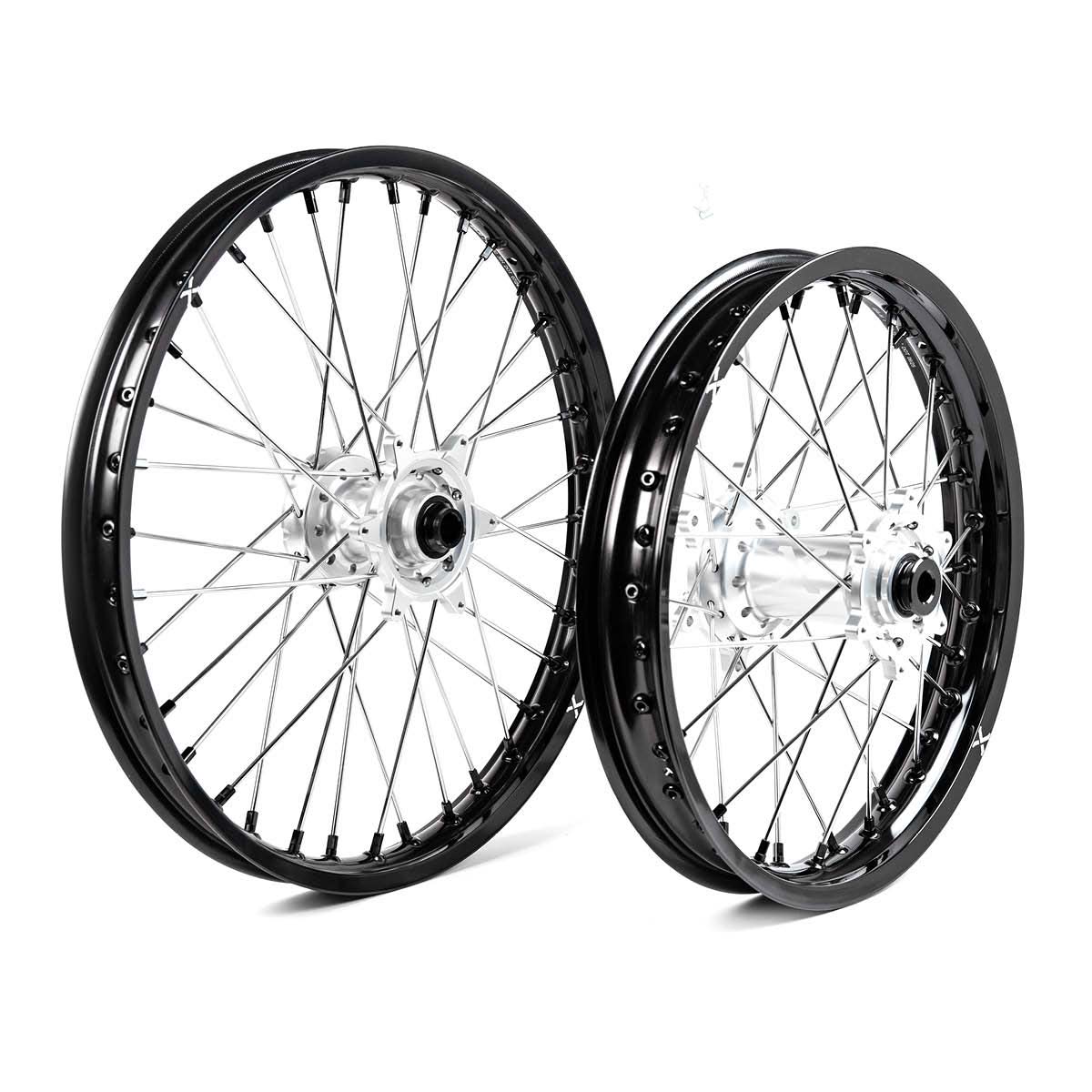 X-Grip Felgen-Set V3 21"/18" Schwarz-Silber für Sherco