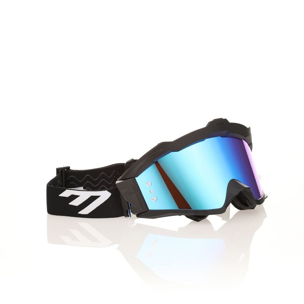 6D Max Brille MX-Brille mit schwarzem Rahmen und blauem Glas, sportliches Design für optimale Sicht.