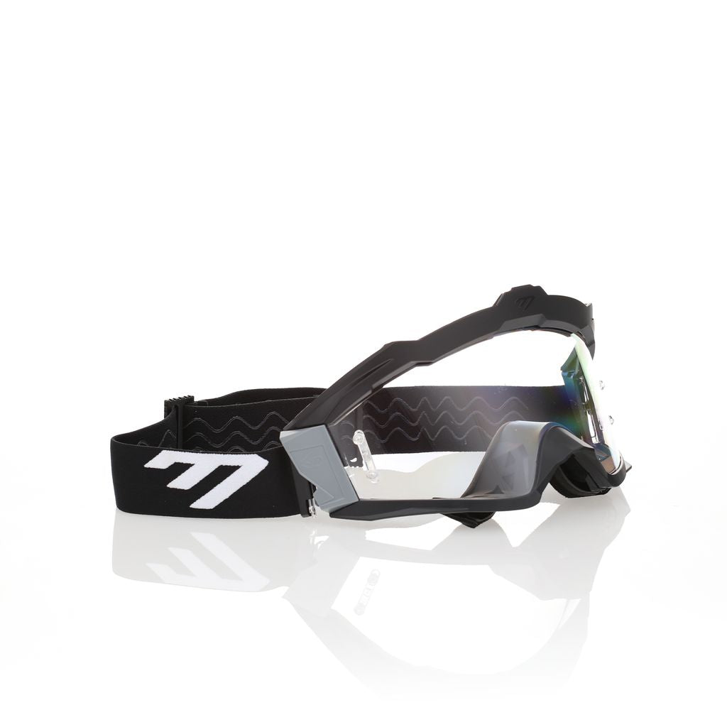 6D Max Brille MX-Brille in Schwarz/Grau mit klarem Glas, sportlich und robust für vielseitigen Schutz und Sicht.