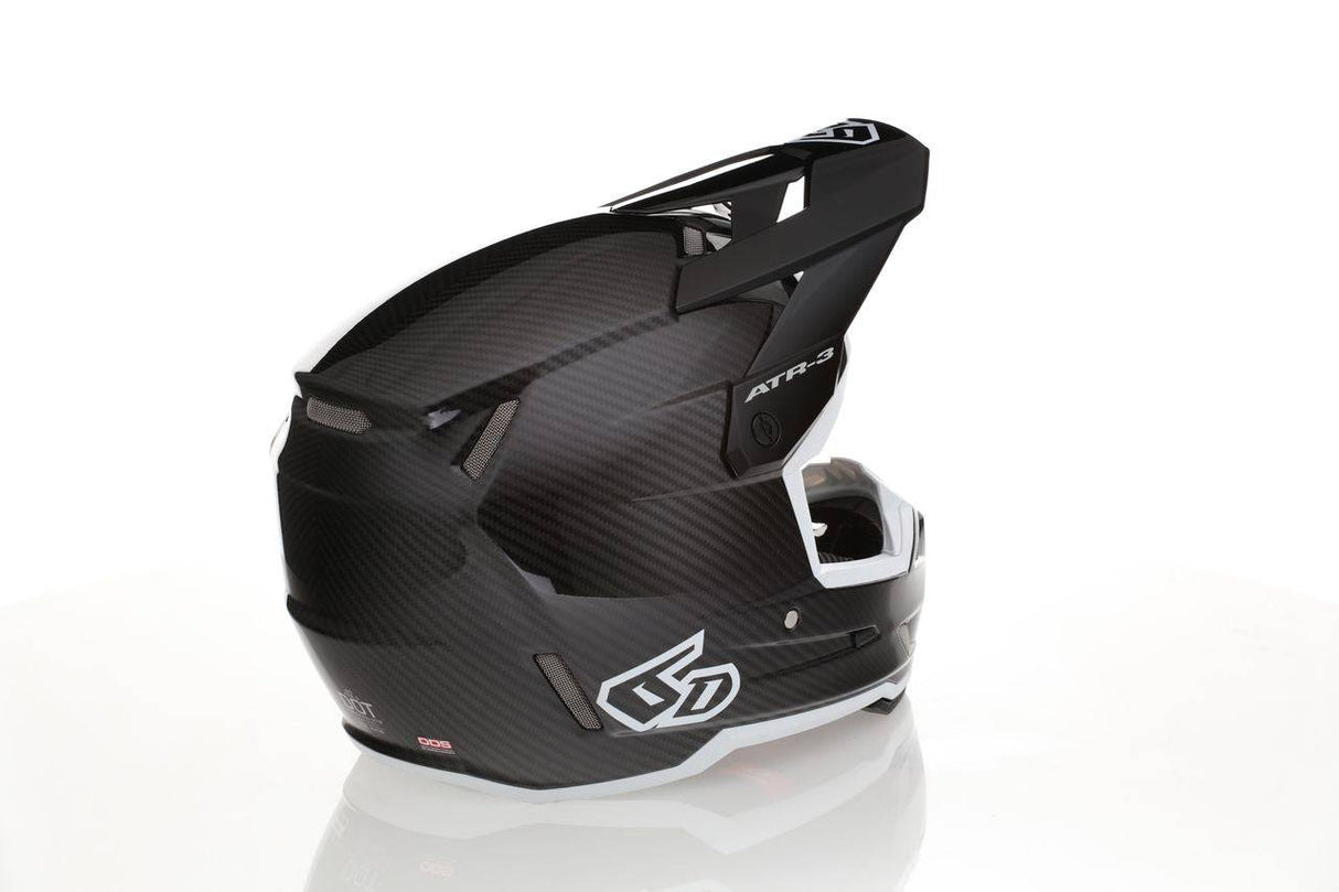 Schwarzer und weißer 6D ATR-3 Motocrosshelm mit solidem Glanz, aerodynamisches Design, für sicheren Offroad-Sport