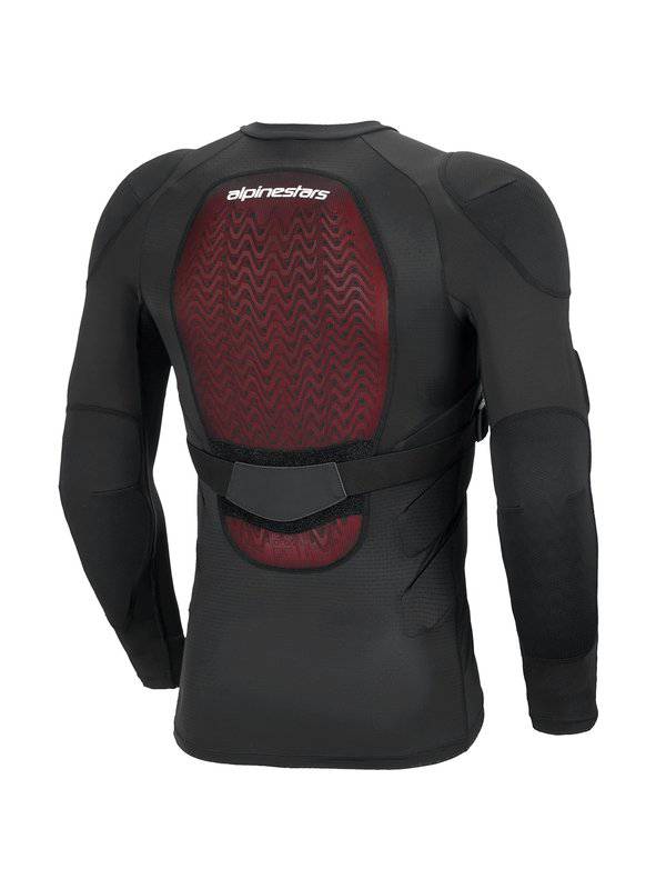 Alpinestars Bionic Plasma LT Schutzjacke mit langen Ärmeln, Nachrüstprotektoren, schwarzes Design, robuste Textur, Schutz im Motorsport.