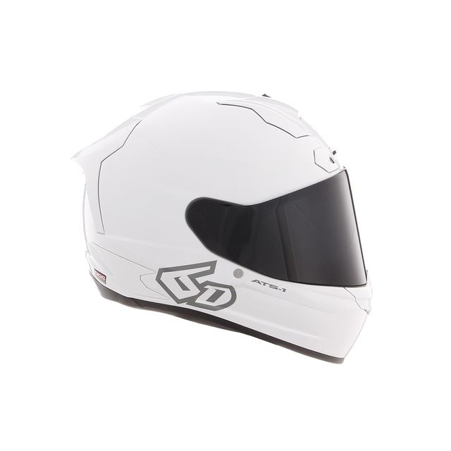 Weiße 6D ATS-1R Integralhelm mit glänzendem Finish, sicher und aerodynamisch, ideal für Motorradfahrer