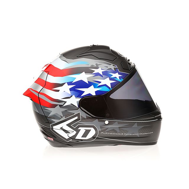 6D ATS-1R Super Patriot RWB Integralhelm mit rot-weiß-blauer Flagge und FIM-Zertifizierung, hochwertiger Motorradhelm