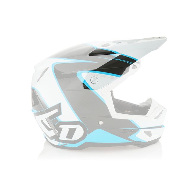 6D ATR-3 Wave Visier in Cyan und Weiß, Ersatzvisier für Motocross- und Offroad-Helme, mit Wellenmuster.