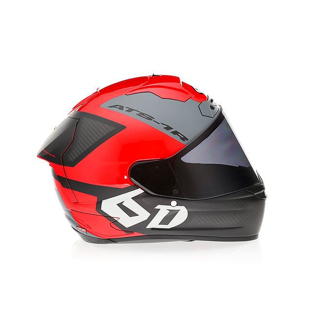 6D ATS-1R Wyman Integralhelm in Rot und Schwarz, schützender Motorradhandschuh mit sportlichem Design