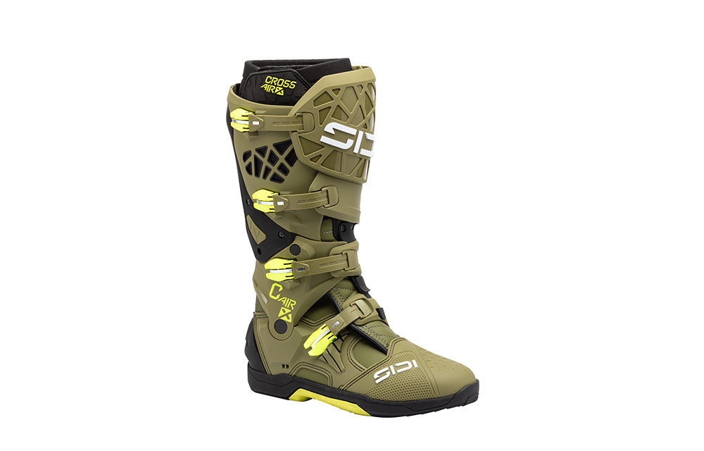 Sidi Crossair X Motocross-Stiefel Olivgrün-Neongelb