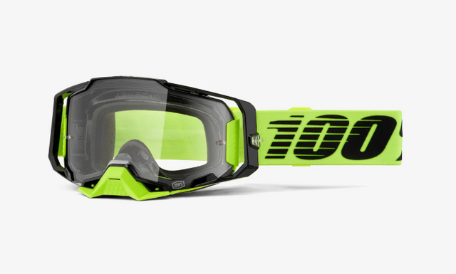 100% Armega Motocrossbrille Neon Yellow - Clear Lens
