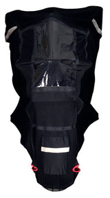 Schwarze Oxford Outdoor Abdeckplane Protex Stretch für Motorrad und Scooter, wetterfest und strapazierfähig.