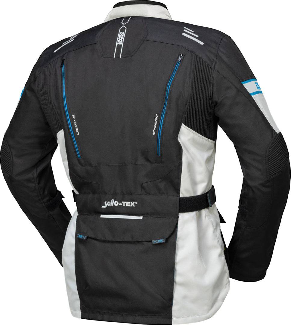 iXS Tour Jacke Lorin-ST in Schwarz, Hellgrau und Blau, langlebige Adventure-Jacke mit robustem Material und sportlichem Design