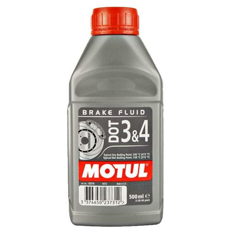 MOTUL DOT 3&4 Bremsflüssigkeit in 500ml Flasche, geeignet für Auto-Bremssysteme, klare Flüssigkeit im Behälter sichtbar