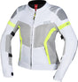 Hellegraue Damen-Touring Jacke iXS Sport Trigonis-Air mit Neon-Gelb-Details und reflektierenden Elementen, wind- und wasserabweisend