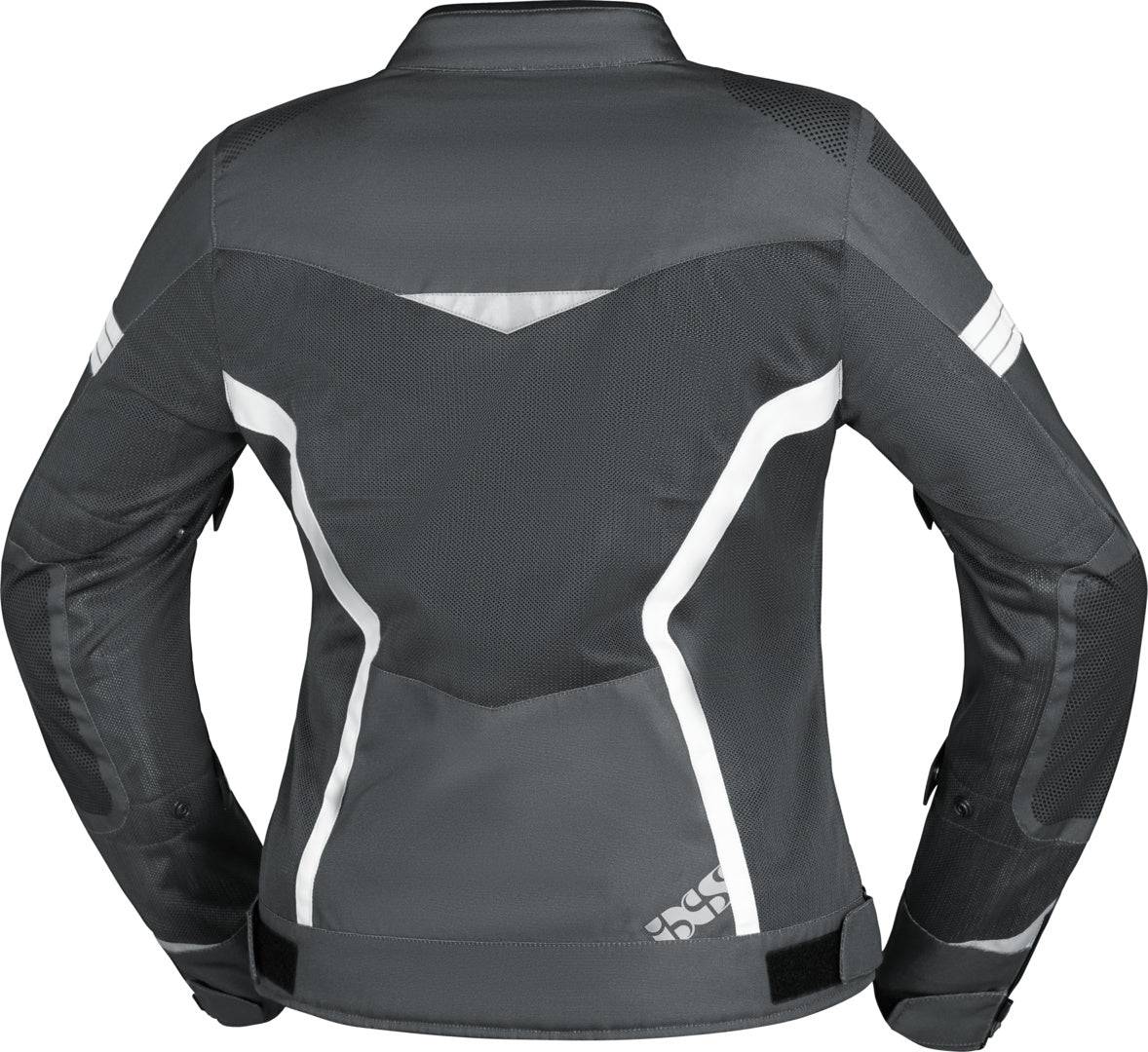 Dunkelgraue Damen-Touring-Jacke von iXS Sport, Trigonis-Air mit weißen Akzenten, für sportliches Outdoor-Design.