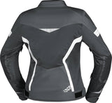 Dunkelgraue Damen-Touring-Jacke von iXS Sport, Trigonis-Air mit weißen Akzenten, für sportliches Outdoor-Design.