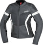 Dunkelgraue Damen Tourenjacke iXS Sport Trigonis-Air mit weißen und grauen Akzenten, sportliches Design, wind- und wasserabweisend