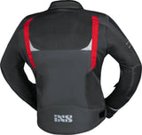 Dunkelgraue und rote iXS Sport Jacke Trigonis-Air für Touren, wetterfeste Motorradjacke mit atmungsaktivem Material, seitliche Taschen