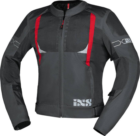 iXS Sport Jacke Trigonis-Air in dunkelgrau-Grau-Rot, Touring-Jacke mit atmungsaktivem Material und sportlichem Design