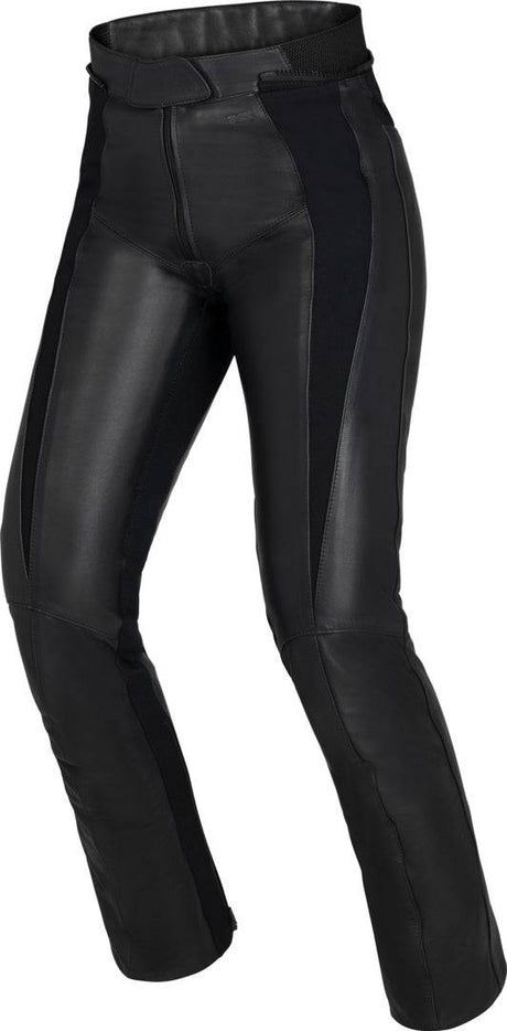 Schwarze Damen Tour-Hose iXS Tour LD Aberdeen mit elastischem Material, geeignet für Motorradtouren, auf einem Modell getragen