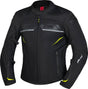Schwarze iXS Sport Tourenjacke Carbon-ST aus robustem Material, sichtbar mit Reißverschlüssen und sportlichem Design.