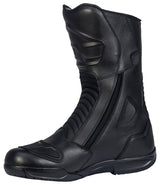 Schwarze iXS Tour Stiefel mit 2-Zip-SYM 2.0, robustes Leder, mit Reißverschlüssen und strapazierfähigem Design.