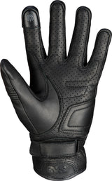 Schwarze Damen-Handschuhe iXS Classic Belfast 2.0, fein gearbeitete Lederhandschuhe für Damen, im Nahaufnahmebild.