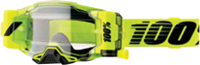 100Percent Armega FORECAST Motocrossbrille mit klarer Linse in Nuclear Citrus Design, robustes MX-Brillen-Model für Offroad.