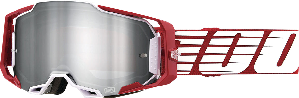 100% Armega Motocrossbrille Oversized Deep Red - Mirror Silver